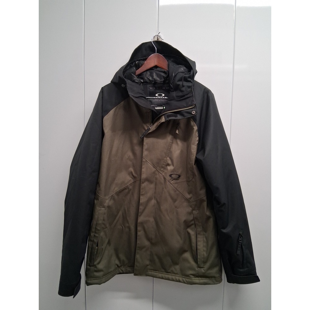 Oakley BioZone Snow Jacket Mens Large Olive Green Gray Ski Snowboard Shell